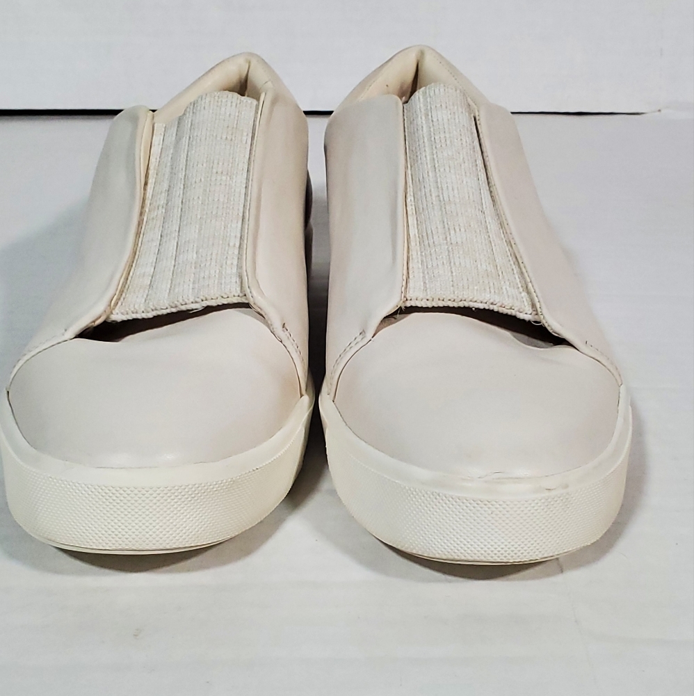 VINCE IVORY WHITE LEATHER CANTARA SLIP ON SNEAKER FLATS SHOE